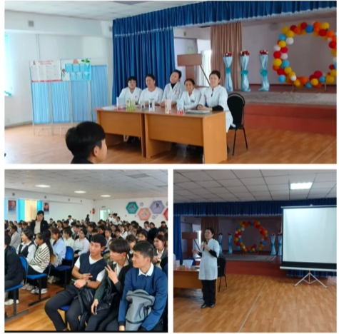 1 желтоқсан - Дүниежүзілік СПИД-ке қарсы күрес күніне " ЖИТС- ғасыр індеті" тақырыбында 2 емхананың медбикелері дәріс өтті.