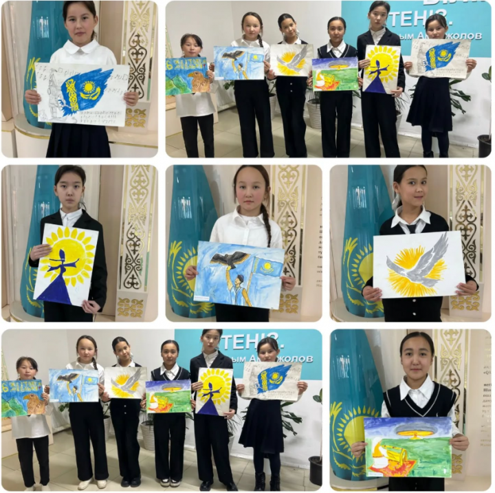 6-8 сыныптар арасында Тәуелсіздік-тұғырым атты шығармашылық көрме байқауы өтілді.